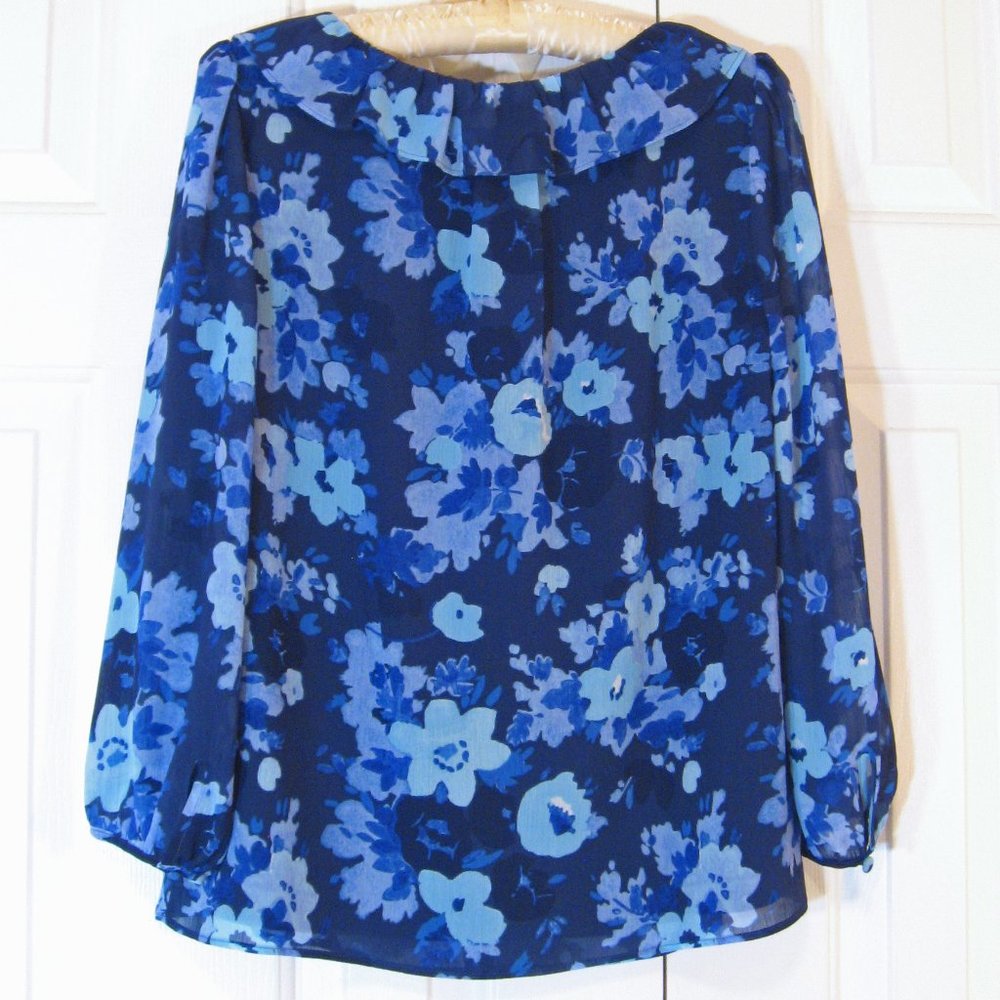 J. Crew | Watercolor Floral Ruffle Neckline Blouse - Picture 8 of 11